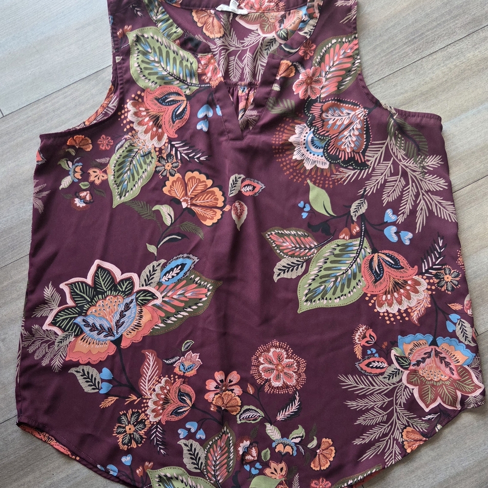 Maurices Burgundy Floral Blouse
